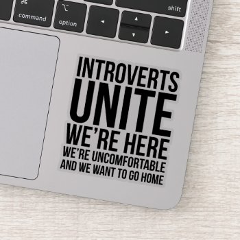 Introverts Unite Sticker by WhimsyDoodleShop at Zazzle