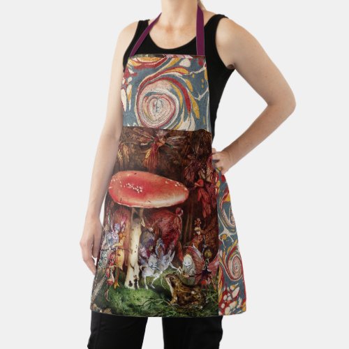 INTRUDER Frog and Fairies Under Red Mushroom Magic Apron