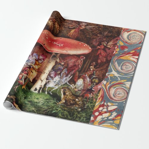 INTRUDER Frog and Fairies Under Red Mushroom Magic Wrapping Paper