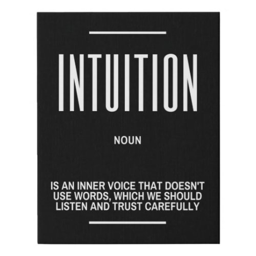 INTUITION Definition Quote Faux Canvas Print