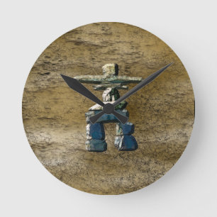 Inuit Eskimo Inukshuk & Rock Texture Clock