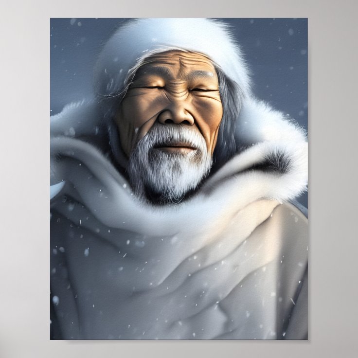 Inuit Grandfather of Snow and Mist Portrait Poster Zazzle