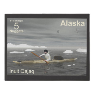Inuit Kayak - Alaska Postage Faux Canvas Print
