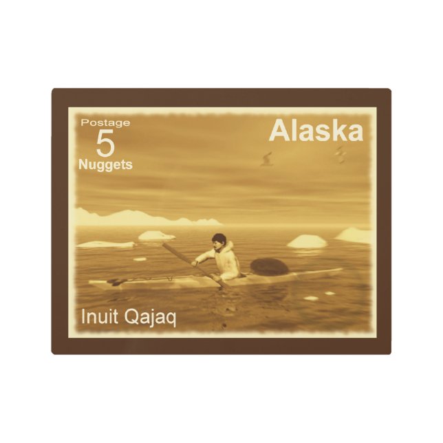 Inuit Kayak - Alaska Postage Metal Print (Front)