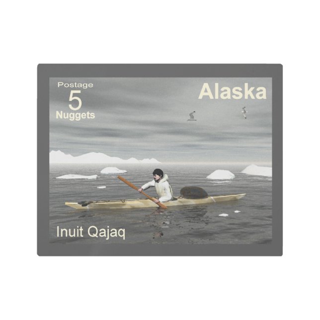 Inuit Kayak - Alaska Postage Metal Print (Front)