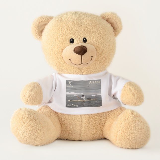 Inuit Kayak - Alaska Postage Teddy Bear (Front)