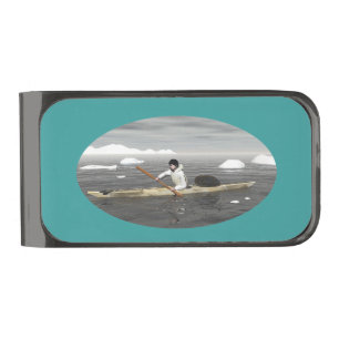 Inuit Kayak Gunmetal Finish Money Clip