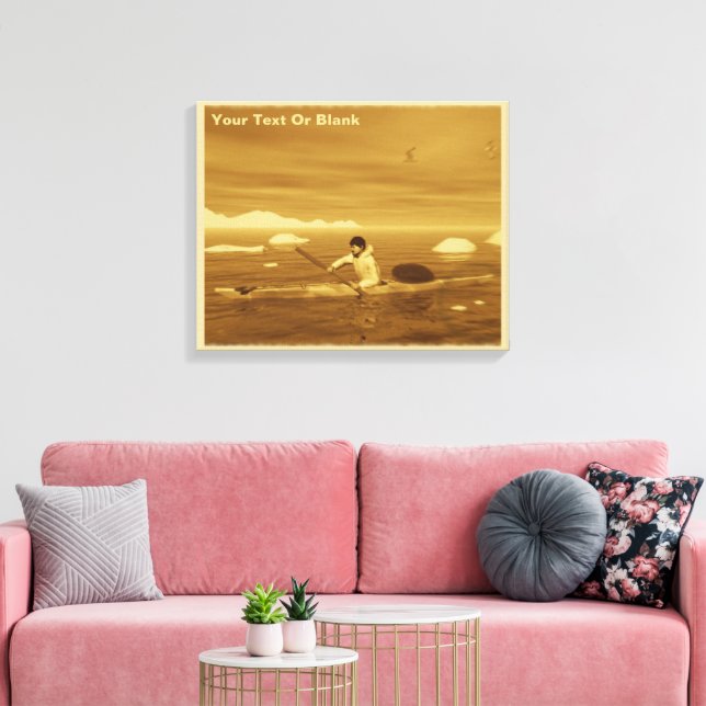 Inuit Kayak - Sepia Canvas Print (Insitu(LivingRoom))