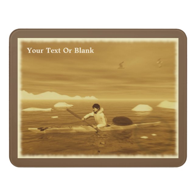 Inuit Kayak - Sepia Door Sign (Contemporary Front)