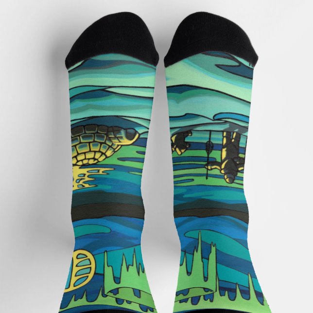 Inuit Love Socks Tribal Aurora Art Socks (Top)