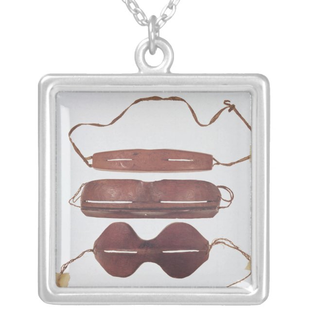 Inuit sun/snow 'glasses' silver plated necklace (Front)