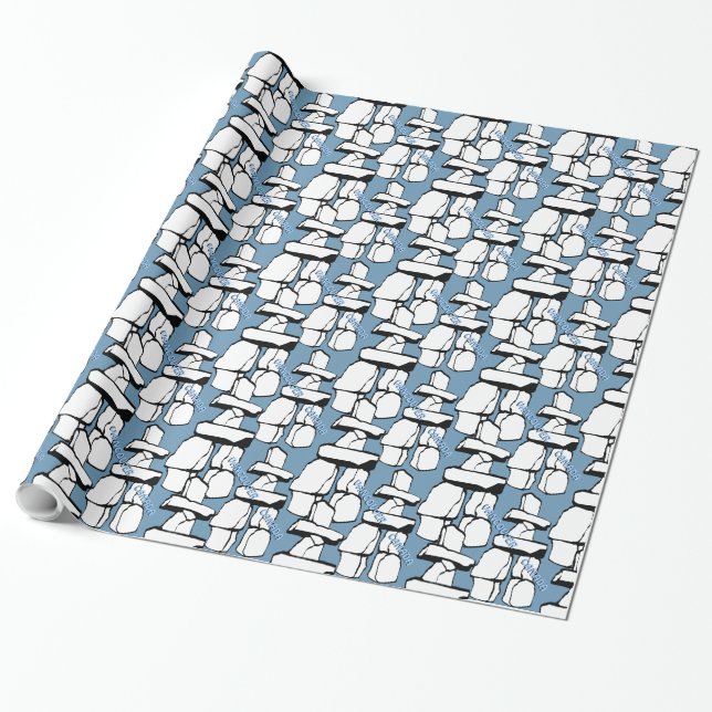 Inukshuk Art Wrapping Paper Vancouver Gift Paper (Unrolled)