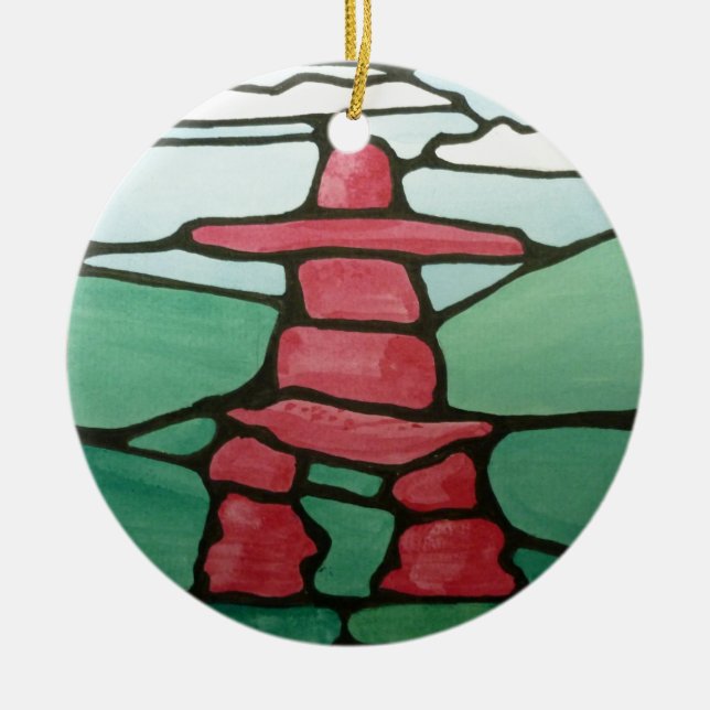 Inukshuk Ceramic Ornament (Front)