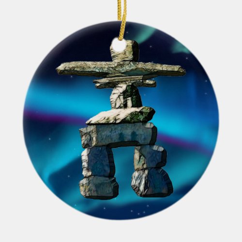 Inukshuk Native American Spirit Stones Ceramic Ornament