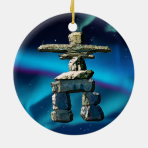 Inukshuk Native American Spirit Stones Ceramic Ornament