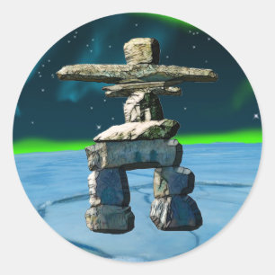 Inukshuk Native American Spirit Stones Classic Round Sticker