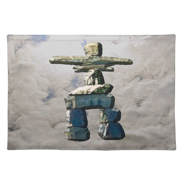 Inukshuk Native American Spirit Stones Cloth Placemat (Front)