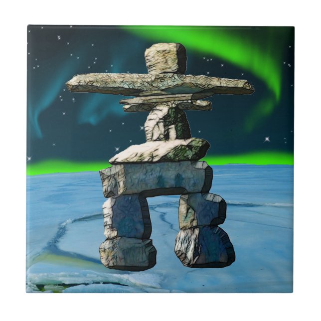 Inukshuk Native American Spirit Stones Tile (Front)
