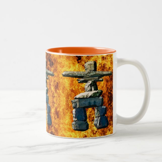 Inukshuk Native American Spirit Stones Two-Tone Coffee Mug (Right)
