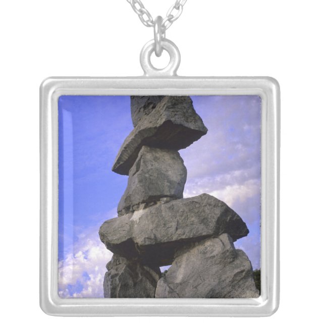 Inukshuk, Northwest Territories, Canada Silver Plated Necklace (Front)