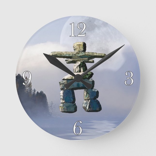 Inukshuk & Wilderness Moon Art Clock (Front)