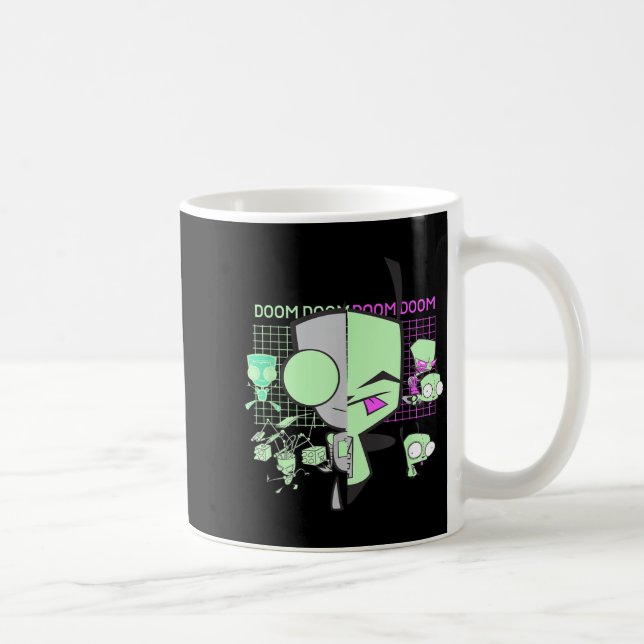 Invader Zim Gir Doom Grid Techno Split Face Art Coffee Mug (Right)