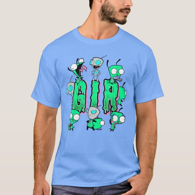 Invader Zim Giret Design Slime Letters Funny Faces T-Shirt (Front)