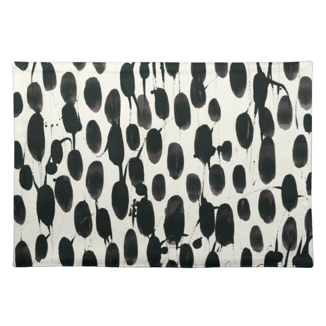 Invariable I | Black Watercolor Cloth Placemat (Front)