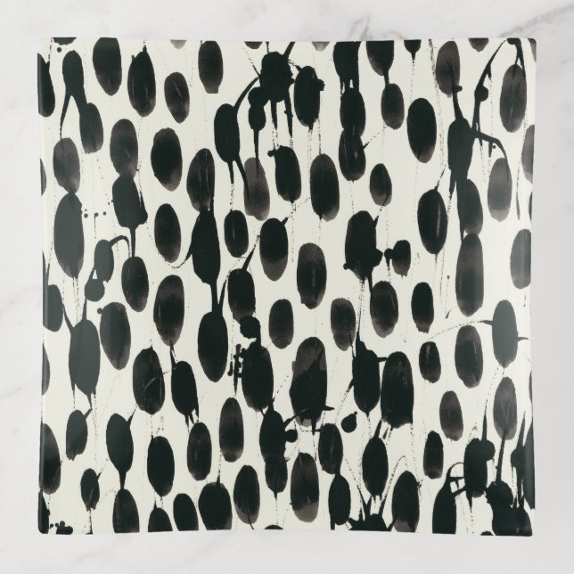 Invariable I | Black Watercolor Trinket Tray (Front)