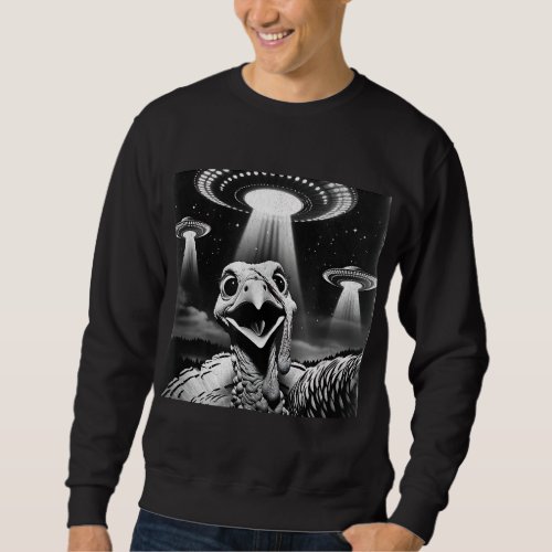 Invasion Funny Thanksgiving Meme Alien Turkey UFO  Sweatshirt