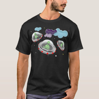 Invasion Of The Green Aliens Ufo'S With Little Gre T-Shirt