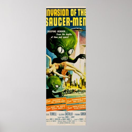 INVASION OF THE SAUCER MEN Retro Alien Sci Fi Vint Poster