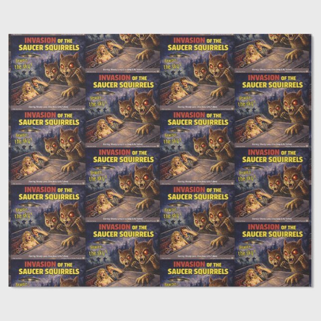 Invasion of the Saucer Squirrels Wrapping Paper (Flat)