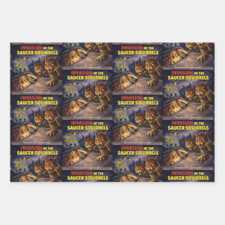 Invasion of the Saucer Squirrels Wrapping Paper Sheets