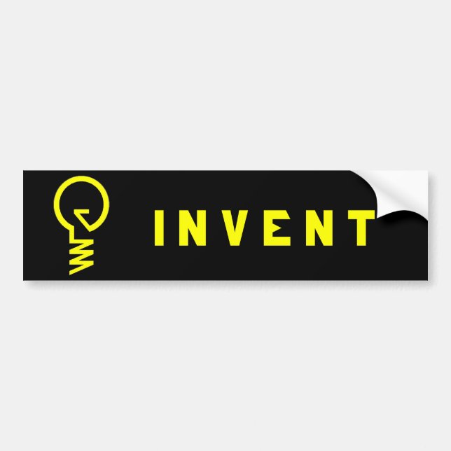 ''Invent'' Lightbulb Bumper Sticker (Front)