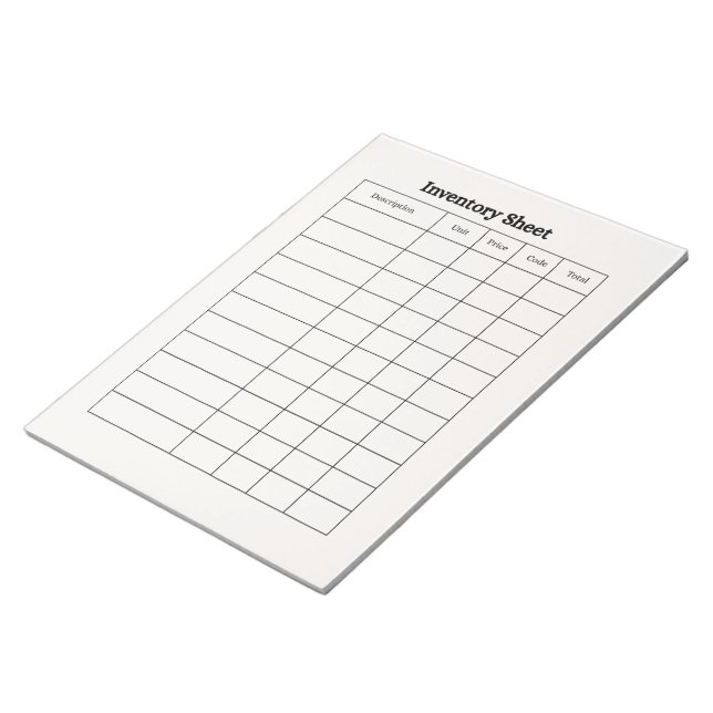 Inventory Tracking Notepad (Angled)