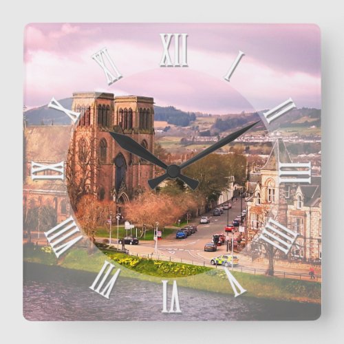Inverness Cathedral Scottish Highlands Scotland Square Wall Clock