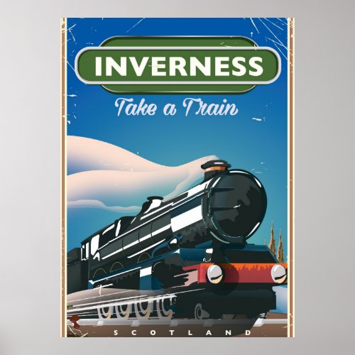 inverness scotland locomotive travel poster