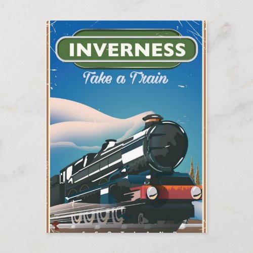 inverness scotland locomotive travel poster postcard