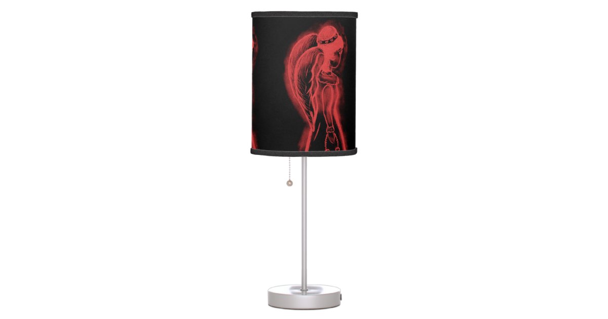 Inverted Angel in Black and Red Table Lamp | Zazzle
