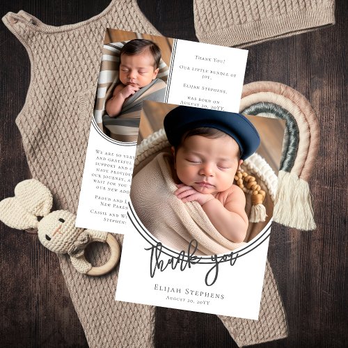 Inverted Arch Thank You 3 Photo Birth Announcement
