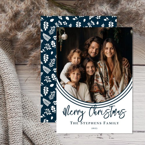 Inverted Arch Trendy Merry Christmas Photo Holiday Card