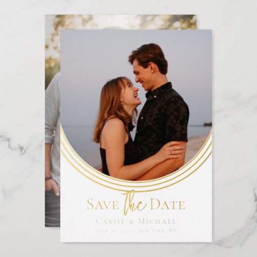 Inverted Arch Two Photo Wedding Save the Date Foil Invitation