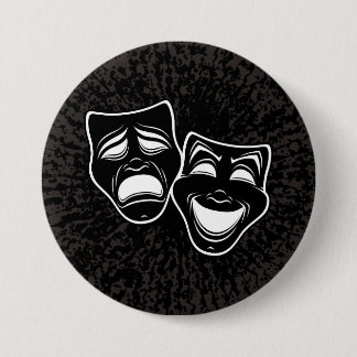 Inverted Black And White Comedy And Tragedy Masks Button