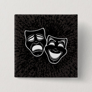 Inverted Black And White Comedy And Tragedy Masks Button