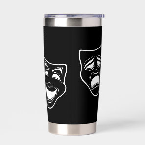 Inverted Black And White Comedy And Tragedy Masks Insulated Tumbler