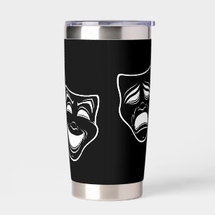Inverted Black And White Comedy And Tragedy Masks Insulated Tumbler