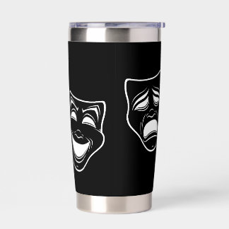 Inverted Black And White Comedy And Tragedy Masks Insulated Tumbler