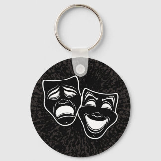 Inverted Black And White Comedy And Tragedy Masks Keychain