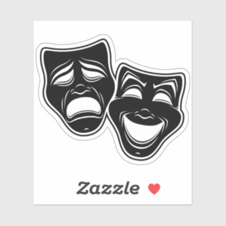 Inverted Black And White Comedy And Tragedy Masks Sticker